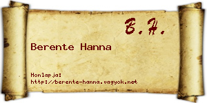 Berente Hanna névjegykártya